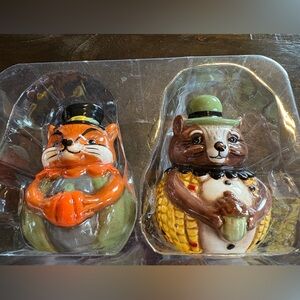 Charming Animal Ceramic Figurines Set - Orange and Brown